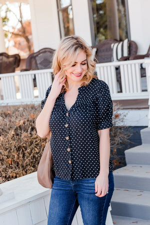 Little Charmer Polkadot Button Blouse