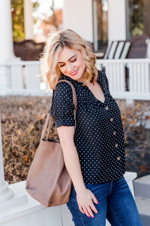 Little Charmer Polkadot Button Blouse