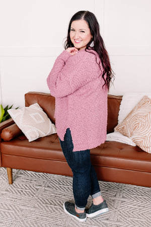 Keep It Cozy Popcorn Sweater in Heathered Pink