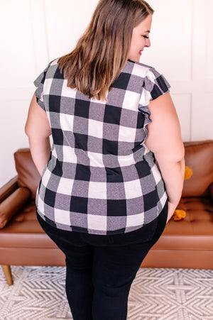 Let Me Check Black and White Plaid Ruffle Top