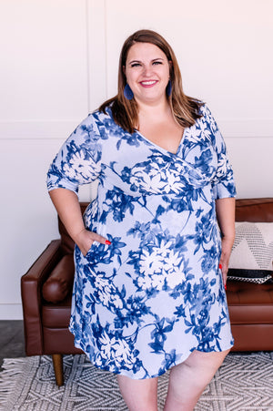 Wrap Things Up Blue Floral Dress
