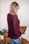 On The Mend Knit Top In Wine