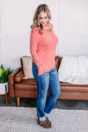 Falling Into Place Cashmere Top In Cabbage Rose