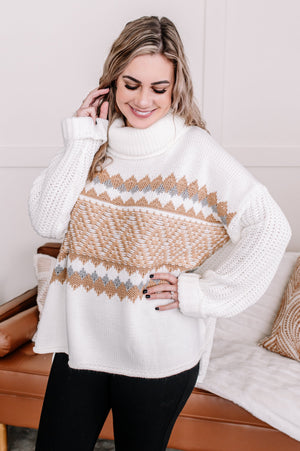 Necks In Line Knit Sweater In Snow Day