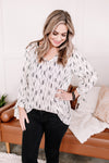 Feather Together Blouse In Ivory & Black