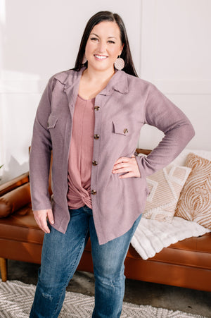 Brush Your Cares Away Button Up Top In Silver Peony