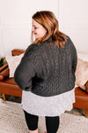 Legendary Cable Knit Cardigan In Charcoal