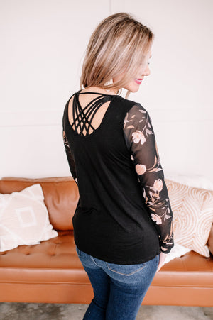 Hold On Easy Sheer Floral Sleeve Top