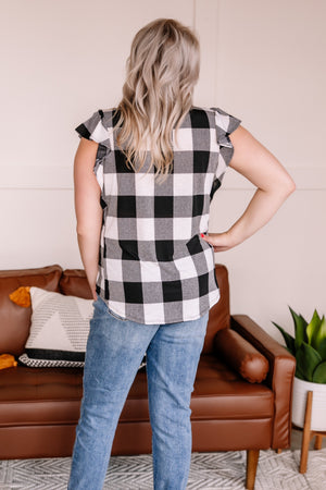 Let Me Check Black and White Plaid Ruffle Top