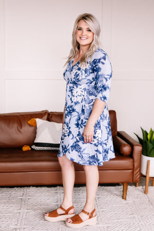 Wrap Things Up Blue Floral Dress