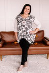 Whoopsy Daisy Charcoal Floral Top