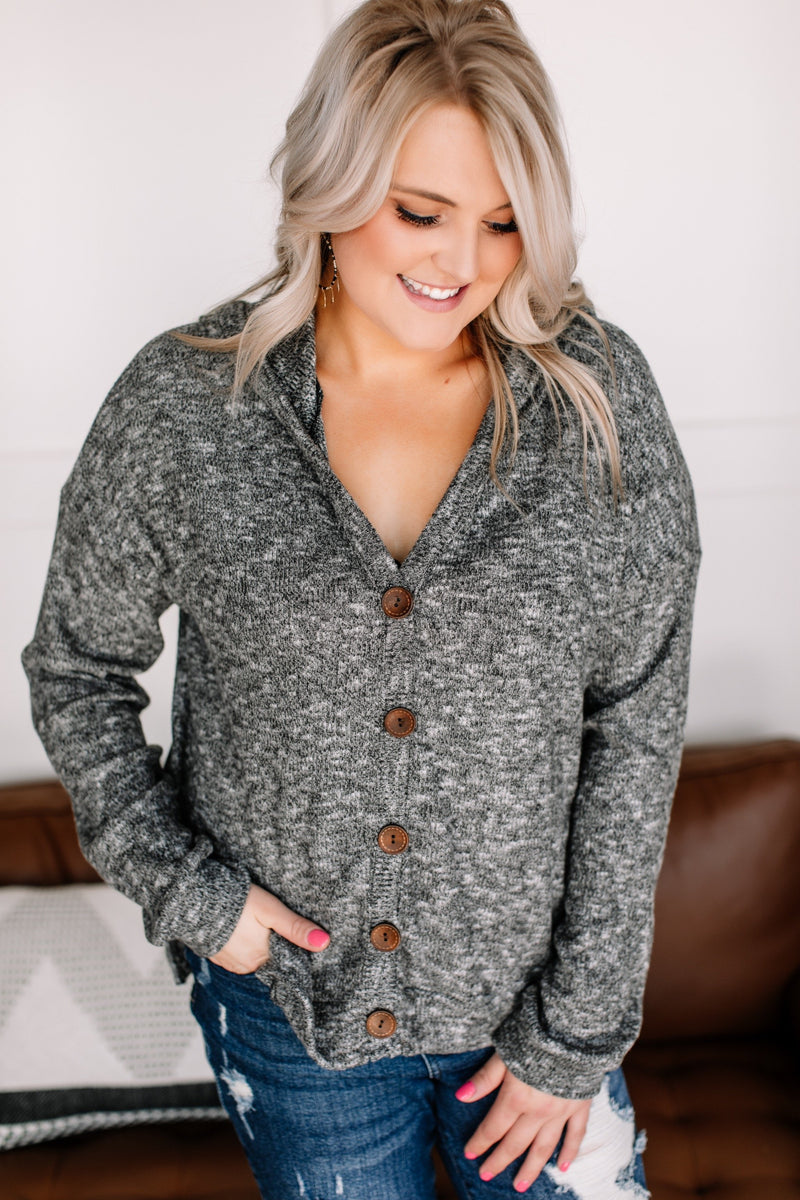Cozy Up To Me Button Cardigan In Storm