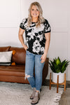It's All Abstract To Me Black & Ivory Floral Tee