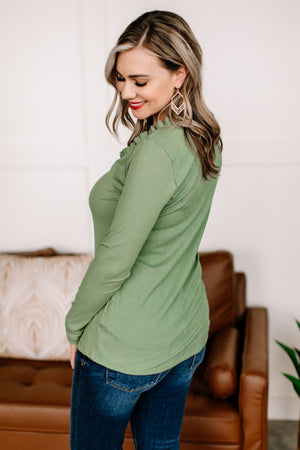 Frilled To Bits Ruffle Neck Top In Cactus