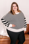 That Was Easy Black & White Striped Pullover Sweater