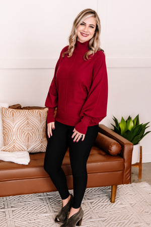 All Fired Up Turtleneck Sweater In Crimson
