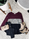 Take A Moment Color Block Animal Print Top